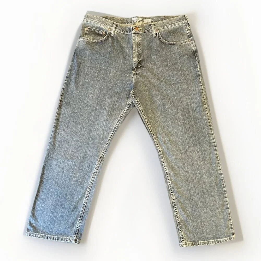 Wrangler Reserve Advanced Comfort Straight Leg Denim Blue Jeans Men's Size 38x29